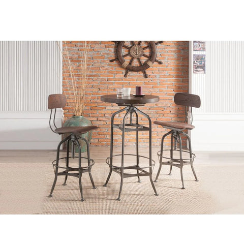 Kaeso Walnut & Gunmetal Bar Table Model 72380 By ACME Furniture