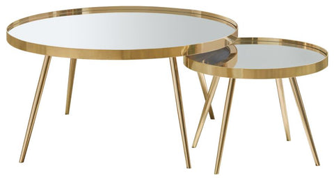Coaster Kaelyn 2-piece Mirror Top Nesting Coffee Table Mirror and Gold Model 723918