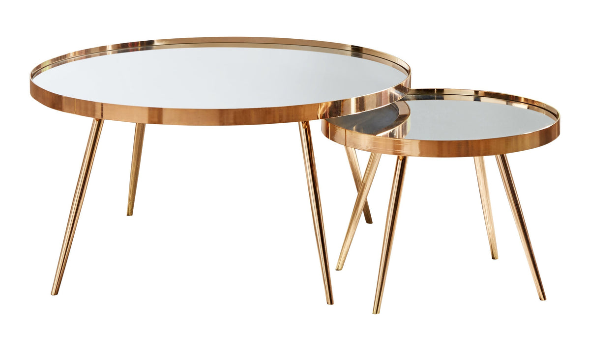 Coaster Kaelyn 2-piece Mirror Top Nesting Coffee Table Mirror and Gold Model 723918