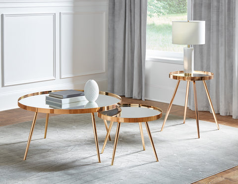 Coaster Kaelyn 2-piece Mirror Top Nesting Coffee Table Mirror and Gold Model 723918
