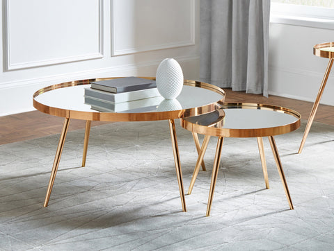 Coaster Kaelyn 2-piece Mirror Top Nesting Coffee Table Mirror and Gold Model 723918