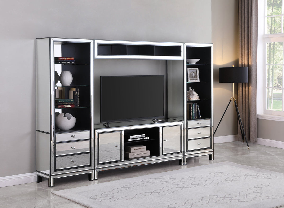 Coaster 2-door TV Console Black Titanium and Silver Model 724164