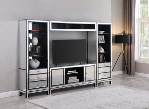 Coaster 2-door TV Console Black Titanium and Silver Model 724164