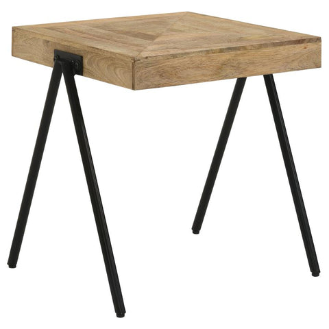 Coaster Avery Square End Table with Metal Legs Natural and Black Model 724317