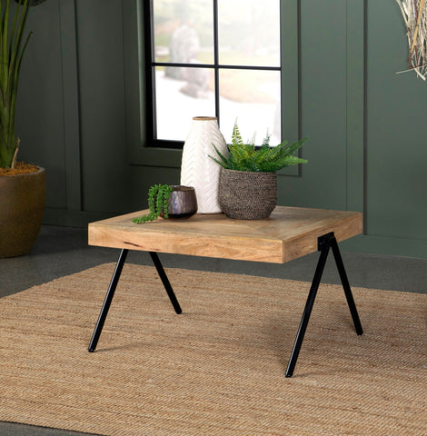 Coaster Avery Rectangular Coffee Table with Metal Legs Natural and Black Model 724318
