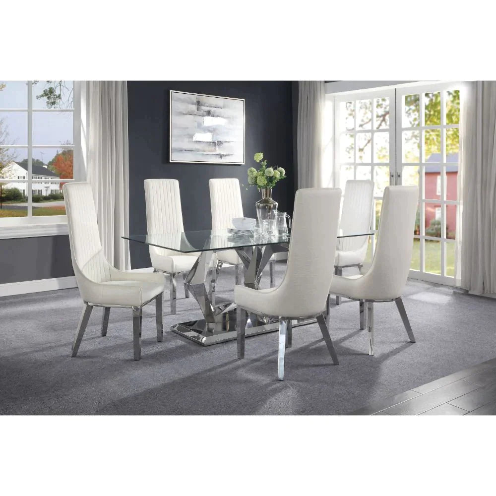 Gianna Clear Glass & Stainless Steel Dining Table Model 72470 By ACME Furniture