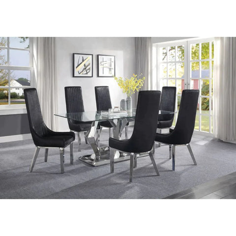 Gianna Black PU & Stainless Steel Dining Chair Model 72474 By ACME Furniture