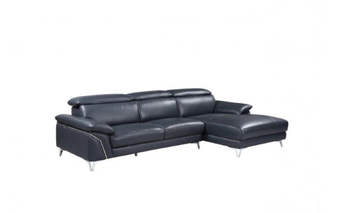 727 DivanItalia Navy Right Arm Facing Sectional – Top Grain Italian LeatherModel:  727-BLUE-SECT