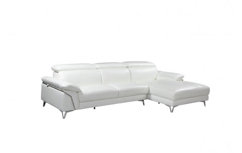 727 DivanItalia White Right Arm Facing Sectional – Top Grain Italian LeatherModel:  727-WHITE-SECT