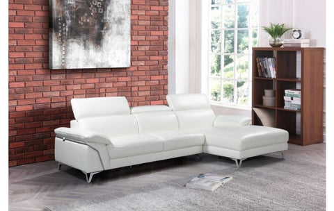 727 DivanItalia White Right Arm Facing Sectional – Top Grain Italian LeatherModel:  727-WHITE-SECT