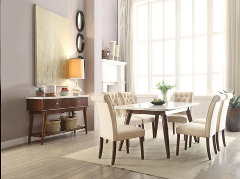 Gasha Beige Linen & Walnut Side Chair Model 72822 By ACME Furniture