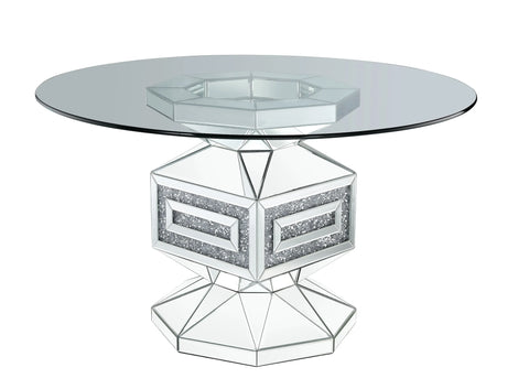 Noralie Clear Glass, Mirrored & Faux Diamonds Dining Table Model 72955 By ACME Furniture