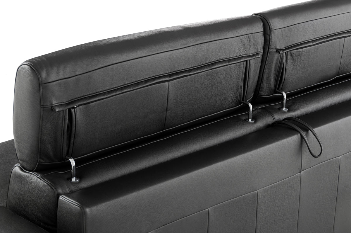 Lamod Italia Sacha Modern Black Leather Reversible Sectional Sofa Bed With Storage Model VGNTSACHA-BLK