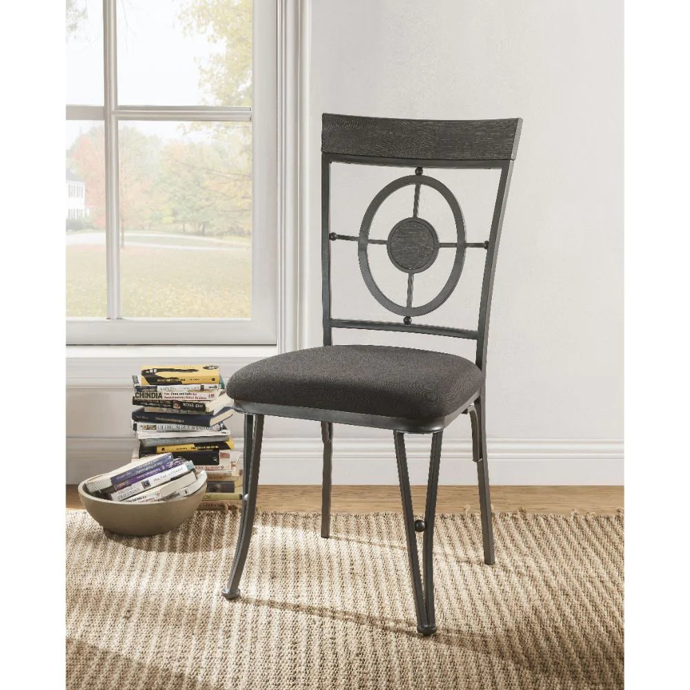 Landis Fabric & Gunmetal Side Chair Model 73187 By ACME Furniture