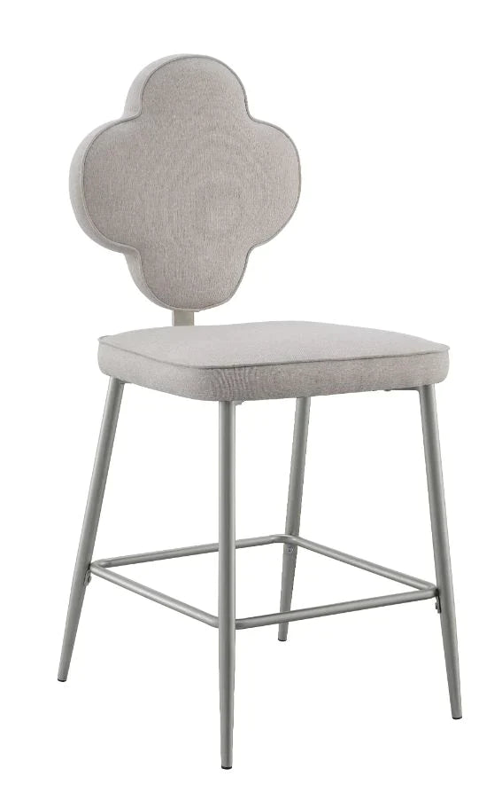 Clover Beige Fabric & Champagne Finish Counter Height Chair Model 73227 By ACME Furniture