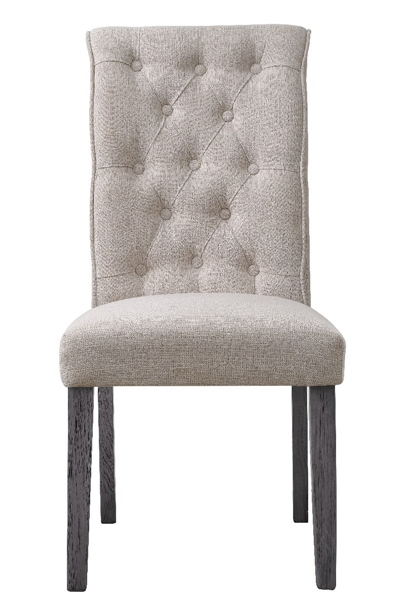 Yabeina Beige Linen & Gray Finish Side Chair Model 73267 By ACME Furniture