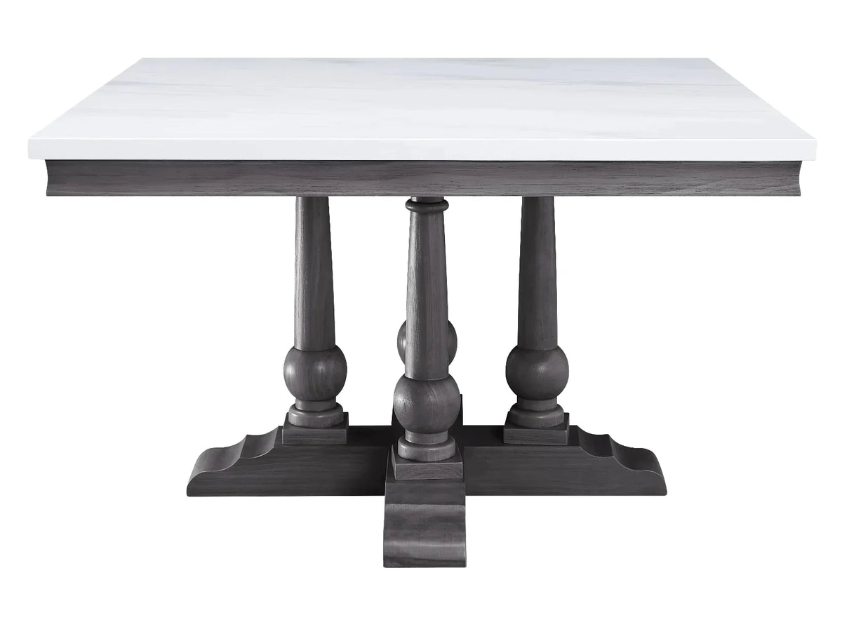 Yabeina Marble Top & Gray Oak Finish Dining Table Model 73270 By ACME Furniture