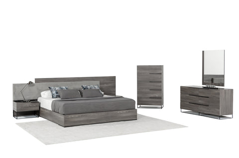 Nova Domus Enzo Italian Modern Grey Oak & Fabric Bedroom Set Model VGACENZO-SET