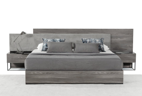 Nova Domus Enzo Italian Modern Grey Oak & Fabric Bedroom Set Model VGACENZO-SET