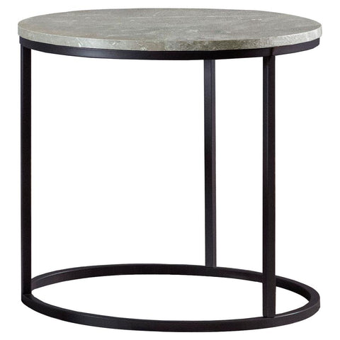 Coaster Lainey Faux Marble Round Top End Table Grey and Gunmetal Model 736027