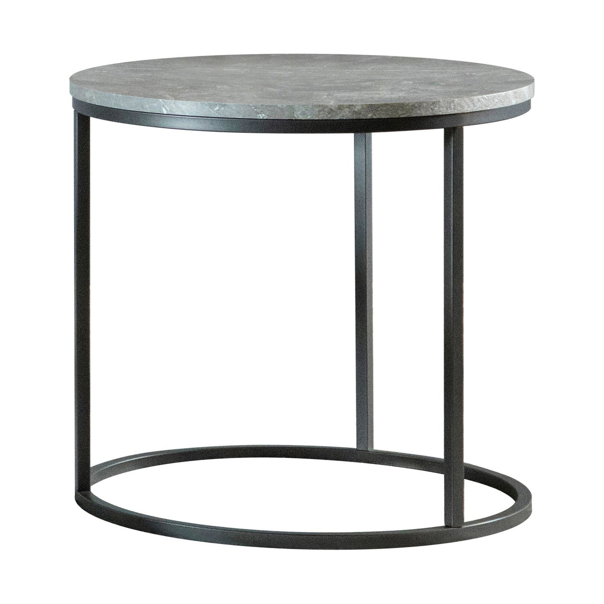 Coaster Lainey Faux Marble Round Top End Table Grey and Gunmetal Model 736027