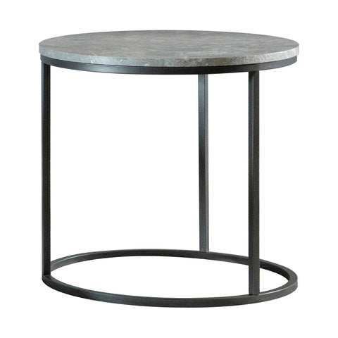 Coaster Lainey Faux Marble Round Top End Table Grey and Gunmetal Model 736027