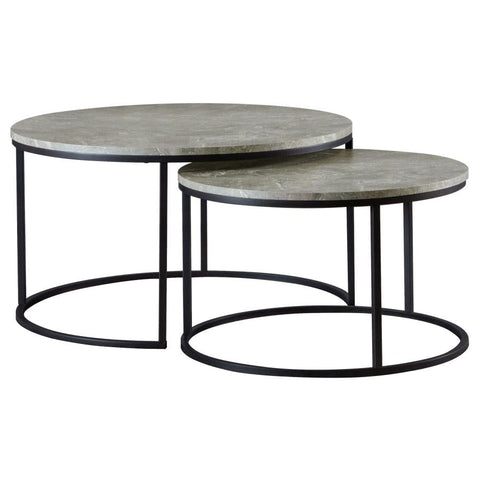 Coaster Lainey Round 2-piece Nesting Coffee Table Grey and Gunmetal Model 736028