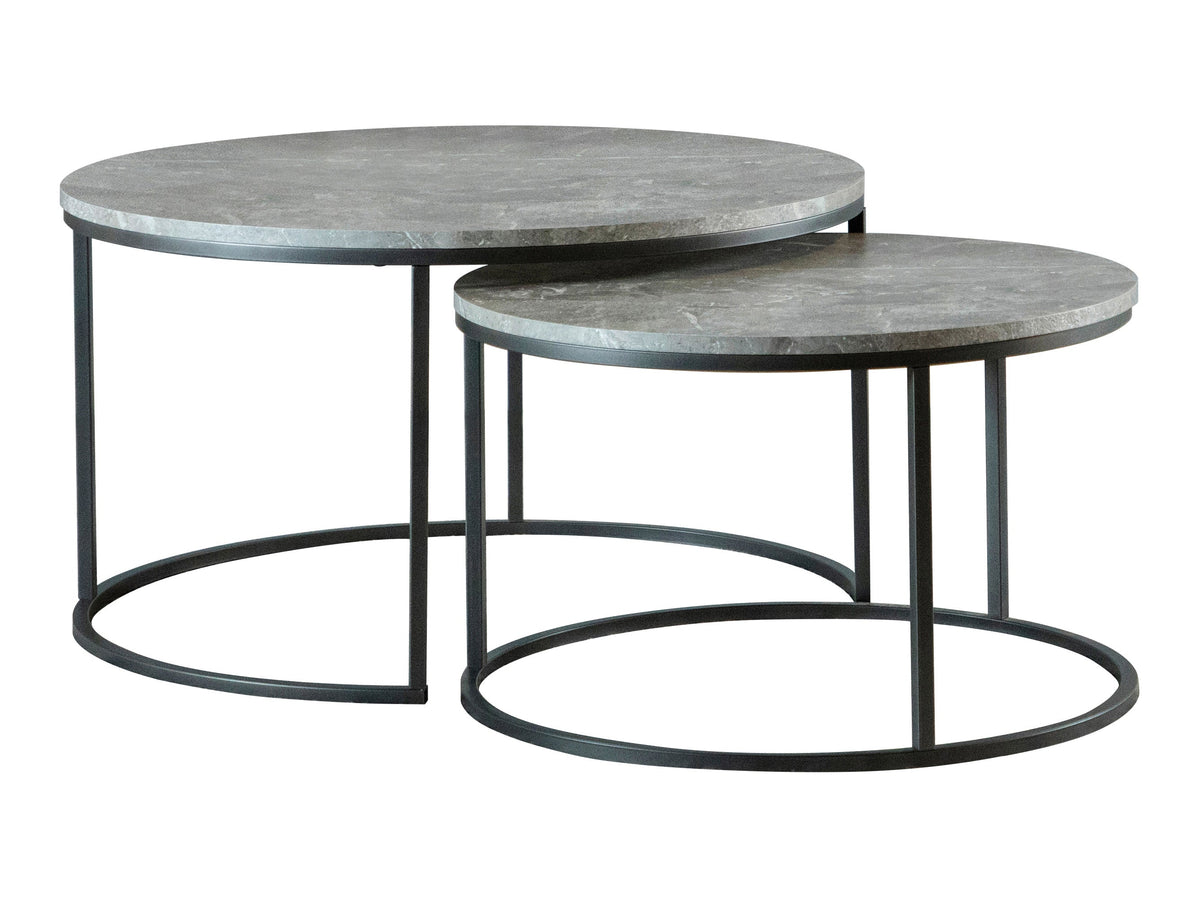 Coaster Lainey Round 2-piece Nesting Coffee Table Grey and Gunmetal Model 736028