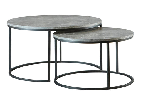 Coaster Lainey Round 2-piece Nesting Coffee Table Grey and Gunmetal Model 736028