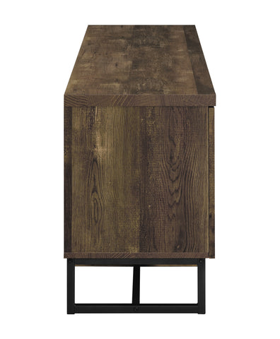 Coaster Myles 2-door TV Console with Adjustable Shelves Rustic Oak Herringbone Model 736052