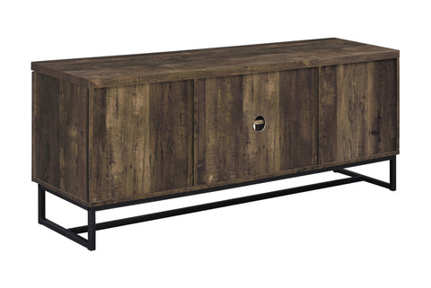 Coaster Myles 2-door TV Console with Adjustable Shelves Rustic Oak Herringbone Model 736052