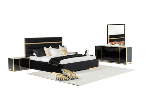 Eastern King Nova Domus Montblanc Modern Black & Gold Bedroom Set Model VGHB-MONTBLANC-SET-EK