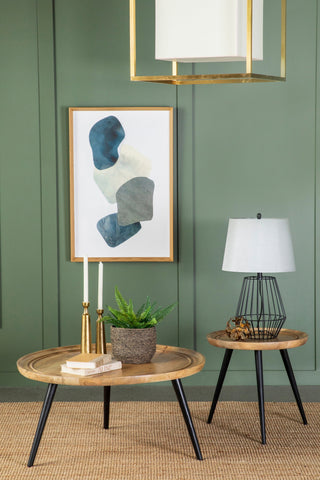 Coaster Zoe Round End Table with Trio Legs Natural and Black Model 736107