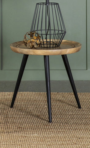 Coaster Zoe Round End Table with Trio Legs Natural and Black Model 736107
