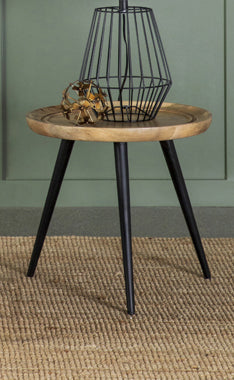 Coaster Zoe Round End Table with Trio Legs Natural and Black Model 736107