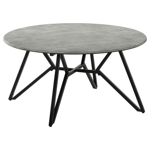 Coaster Hadi Round Coffee Table with Hairpin Legs Cement and Gunmetal Model 736178