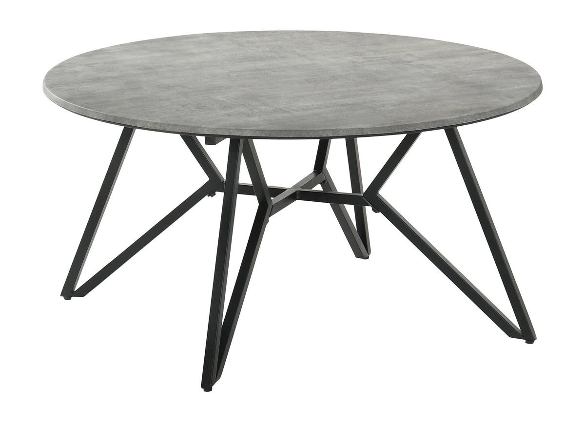 Coaster Hadi Round Coffee Table with Hairpin Legs Cement and Gunmetal Model 736178