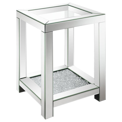 Coaster Valentina Square End Table with Glass Top Mirror Model 736217