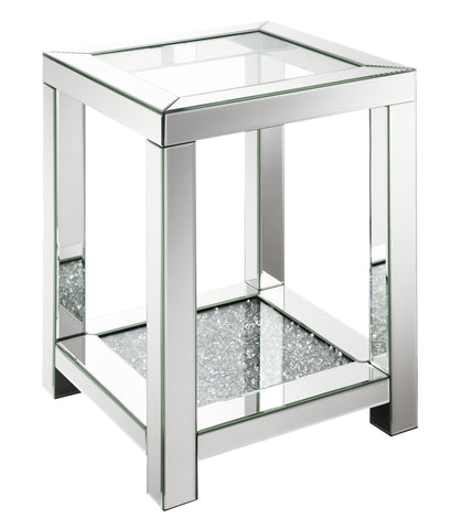 Coaster Valentina Square End Table with Glass Top Mirror Model 736217