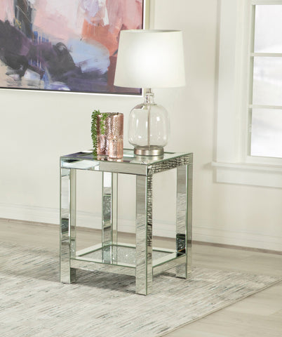 Coaster Valentina Square End Table with Glass Top Mirror Model 736217