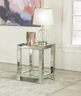 Coaster Valentina Square End Table with Glass Top Mirror Model 736217