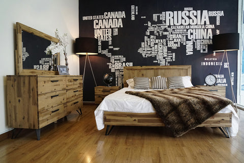 Queen Modrest Sala Modern Light Wood Bedroom Set Model VGWHSALA-SET-Q