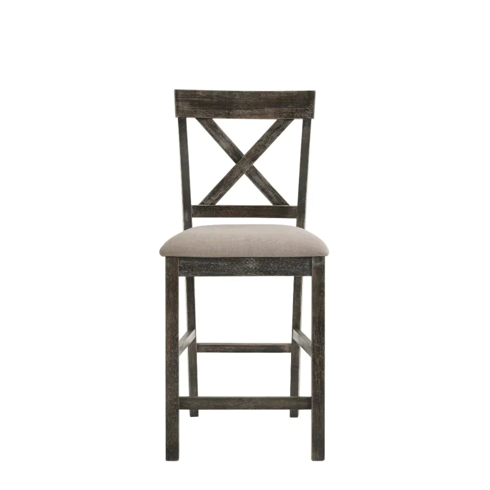Martha II Tan Linen & Weathered Gray Counter Height Chair Model 73832 By ACME Furniture