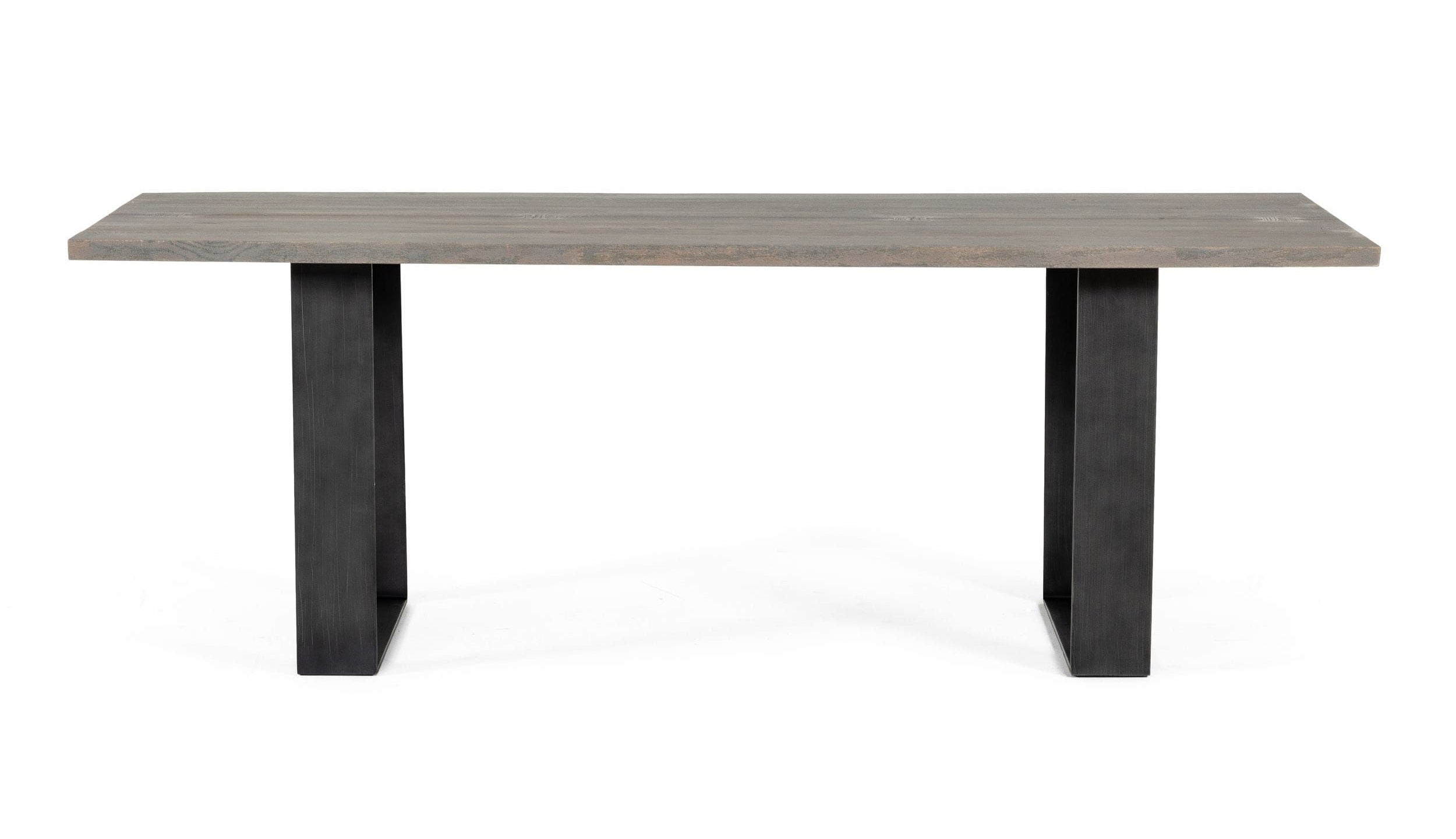 Modrest Murphy Modern Grey Aged Oak & Black Metal Dining Table Model VGEDLU322014