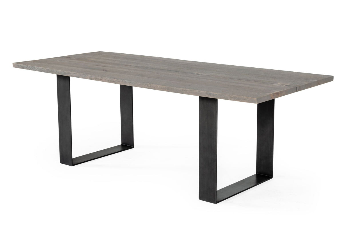 Modrest Murphy Modern Grey Aged Oak & Black Metal Dining Table Model VGEDLU322014