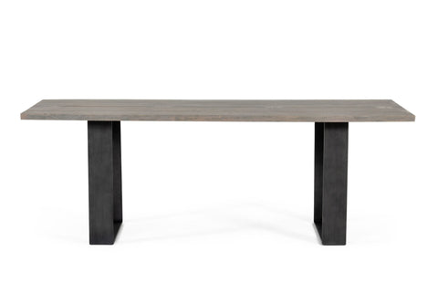 Modrest Murphy Modern Grey Aged Oak & Black Metal Dining Table Model VGEDLU322014