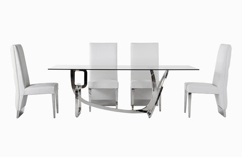 Modrest Kilson Modern White Leatherette & Stainless Steel Dining Chair (Set of 2) By VIG Furniture