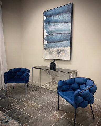 Modrest Debra Modern Blue Fabric Dining Chair Model VGVCB202-BLU