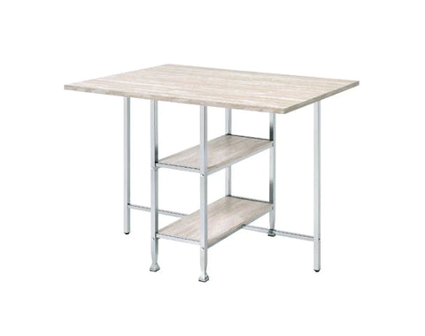 Raine Antique White & Chrome Finish Counter Height Table Model 74005 By ACME Furniture
