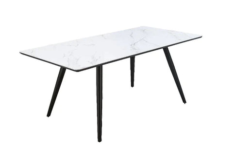 Caspian White Printed Faux Marble & Black Finish Dining Table Model 74010 By ACME Furniture